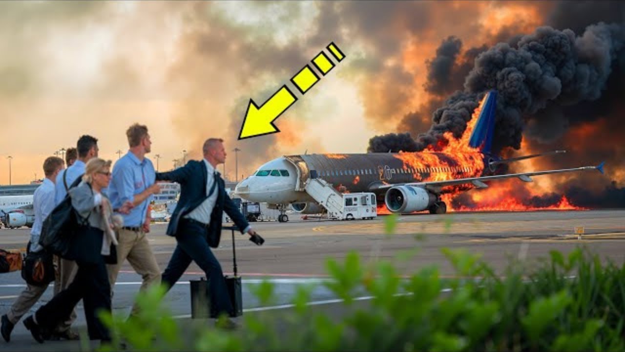 Burri vendos të mos hipë në aeroplan dhe njerëzit e ndjekin atë. Pas një minute kjo ndodh …