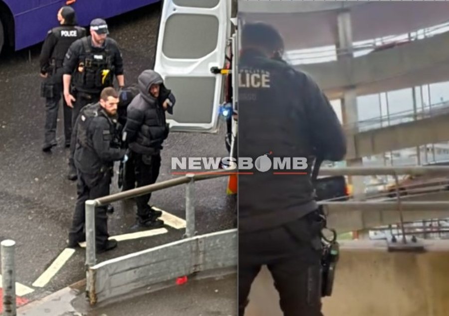 AL*RM në këtë aeroport, disa persona s*lmojnë udhëtarët, policia rr*thon zonën dhe kap njërin prej tyre (PAMJE)