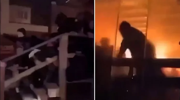 Momenti kur bie zjarri dhe njerëz që përpiqen të shpëtojnë, pamje tronditëse nga Crans Montana (Video)